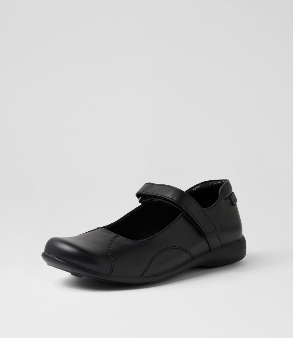 Madras 2 Youth Black Leather School Shoes