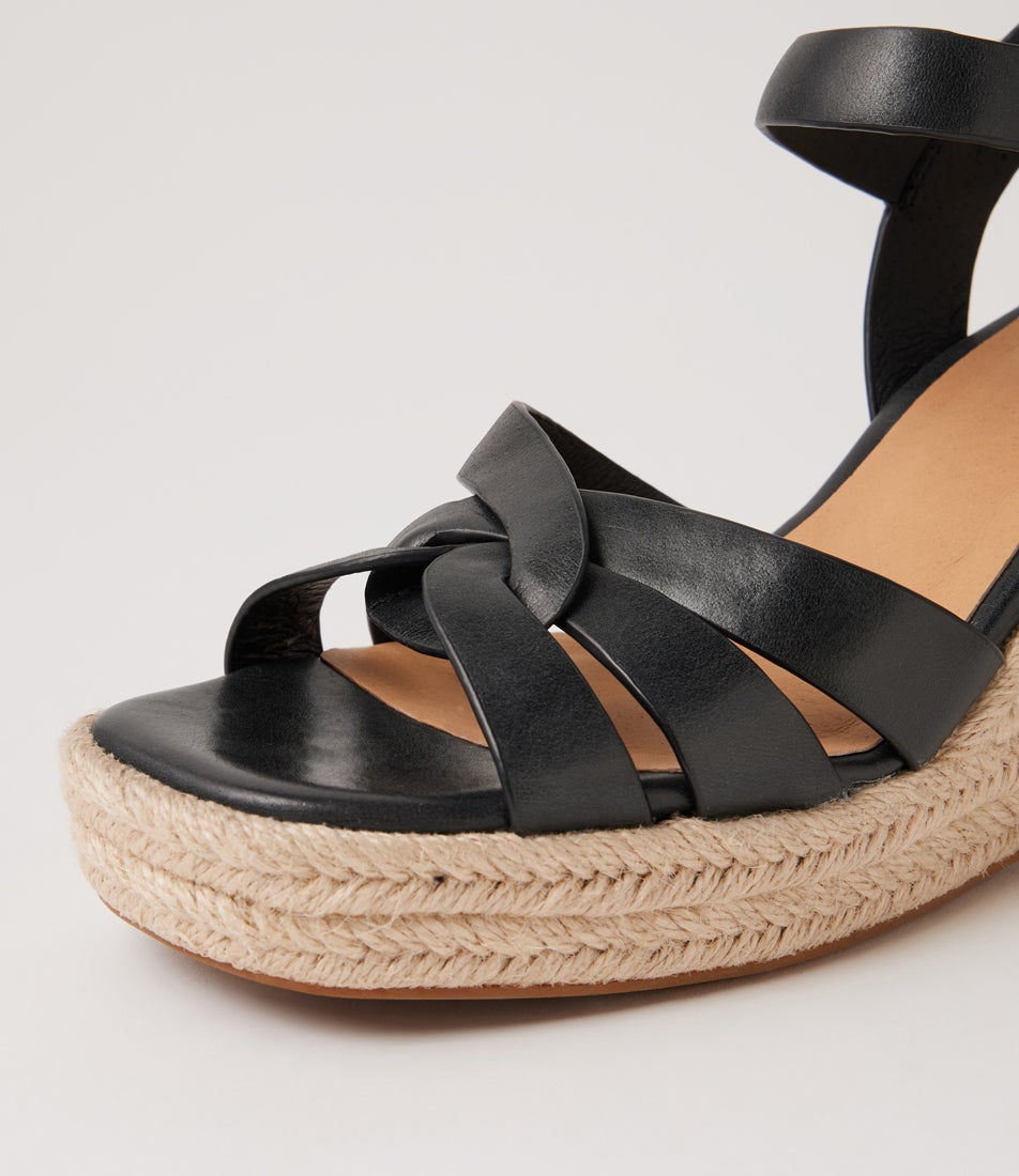 Urma Black Natural Rope Leather Sandals