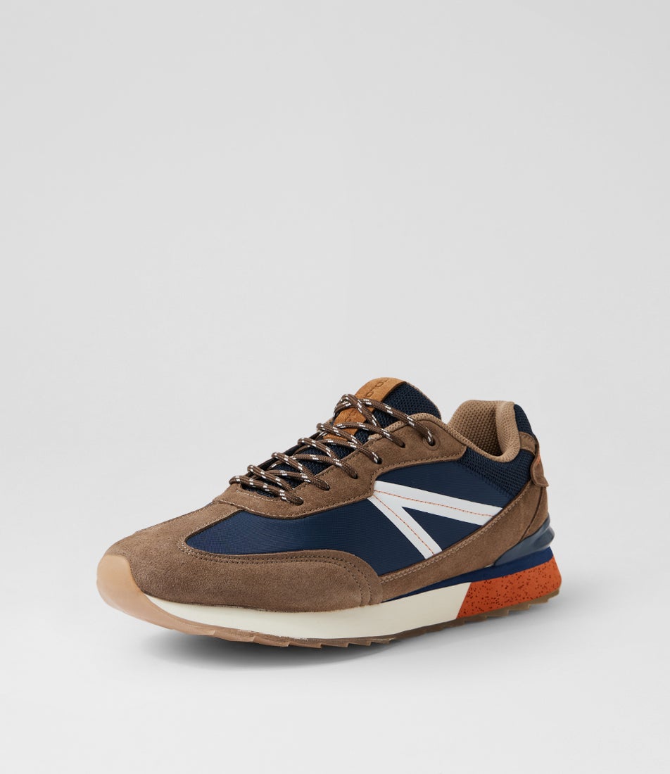 Jazz Brown Navy Lace Up Sneakers