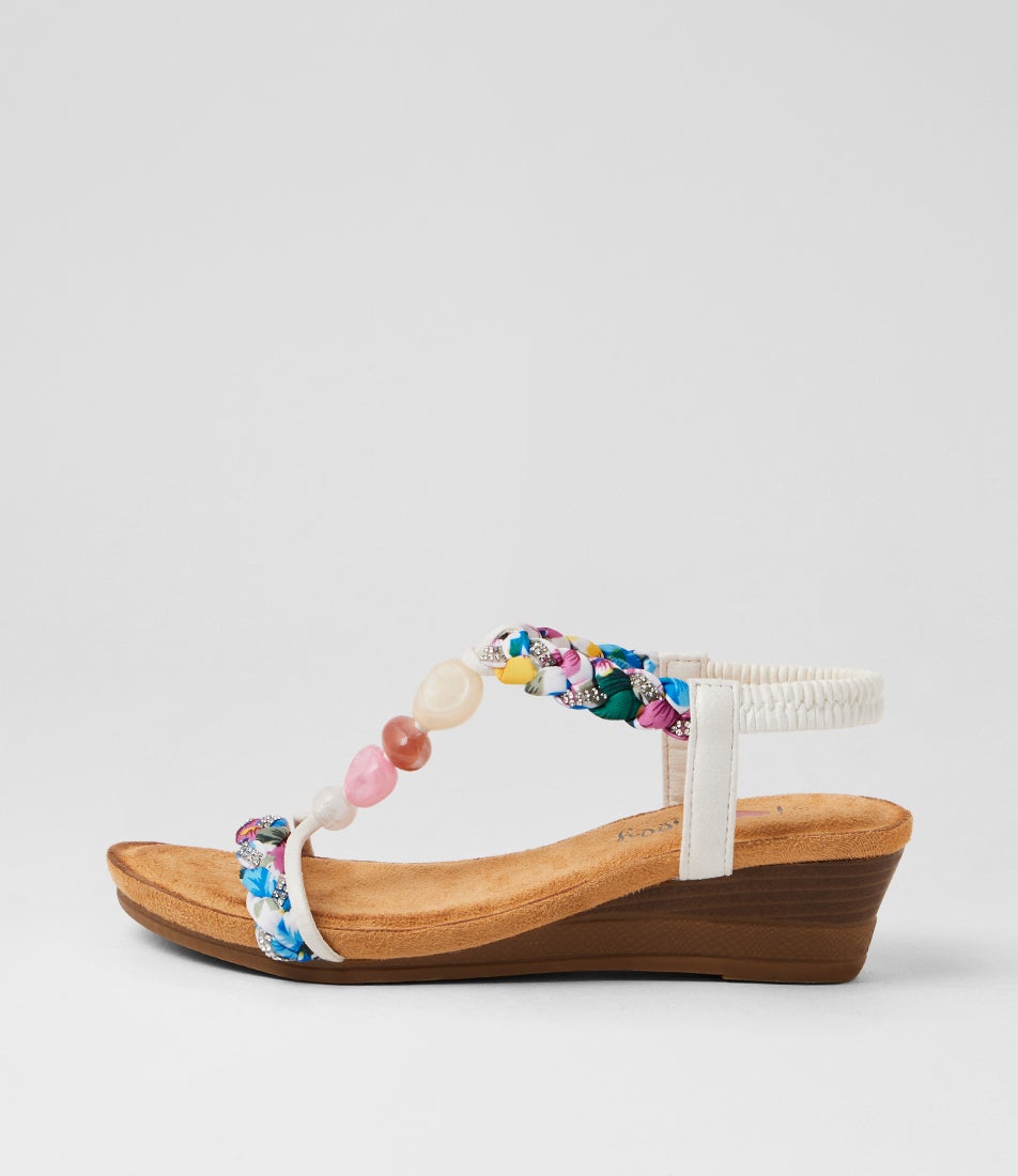 Sholonda White Multi Sandals