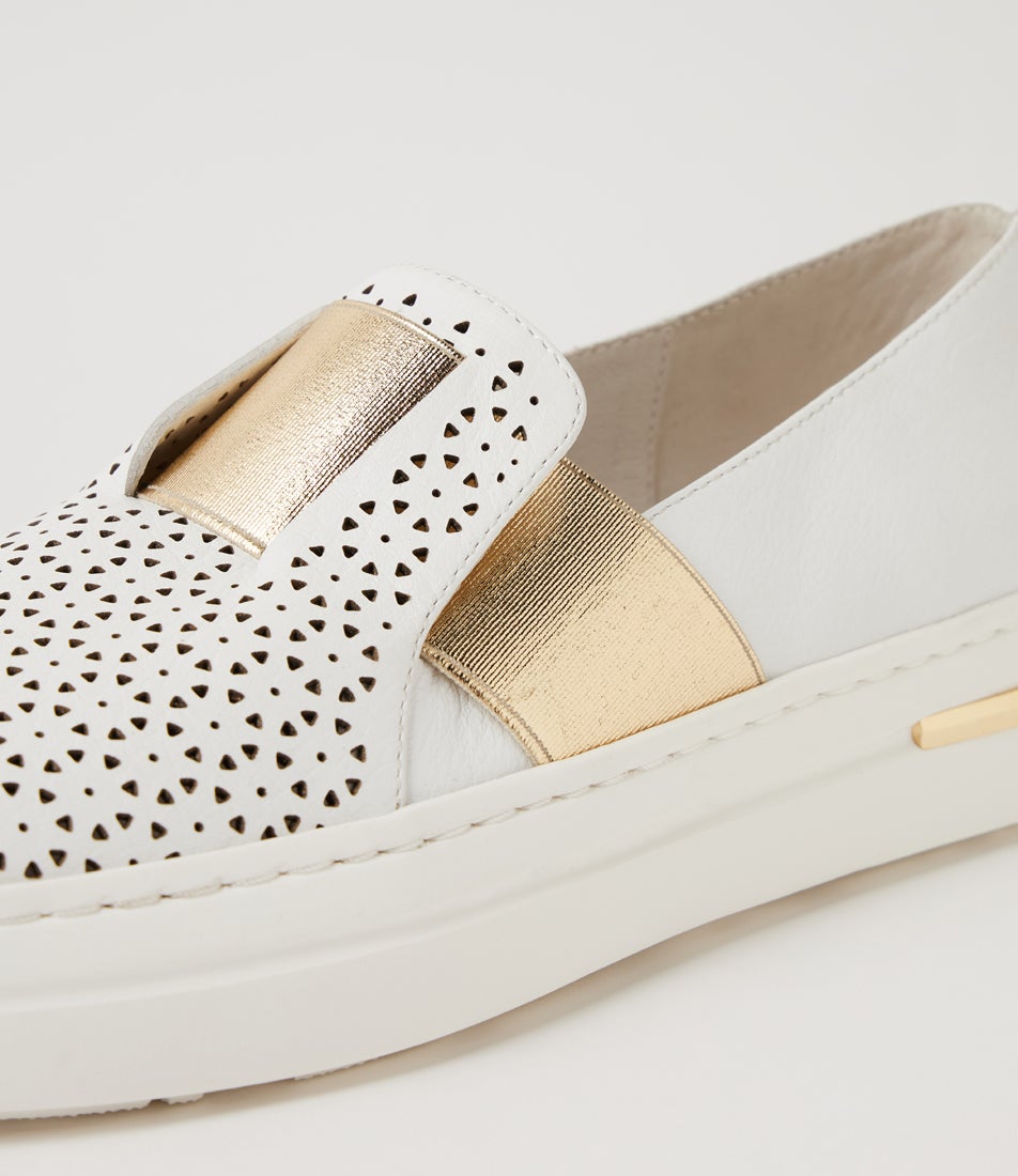 Wilida White Gold Leather Sneakers