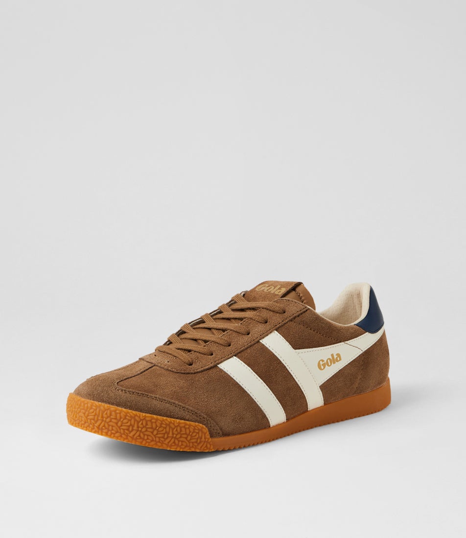 Elan M Tabacco Off White Navy Suede Sneakers