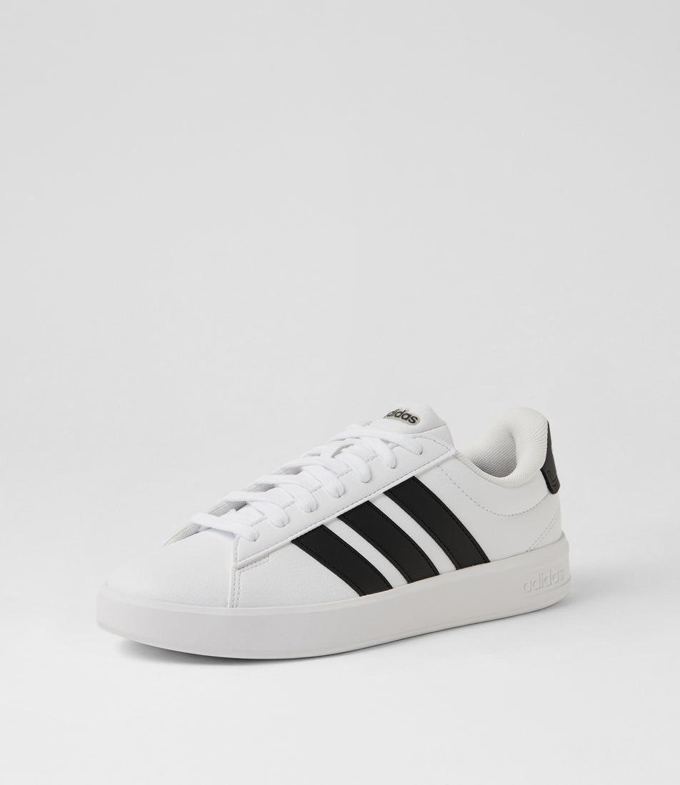 Grand Court 3 White Black Lace Up Sneakers