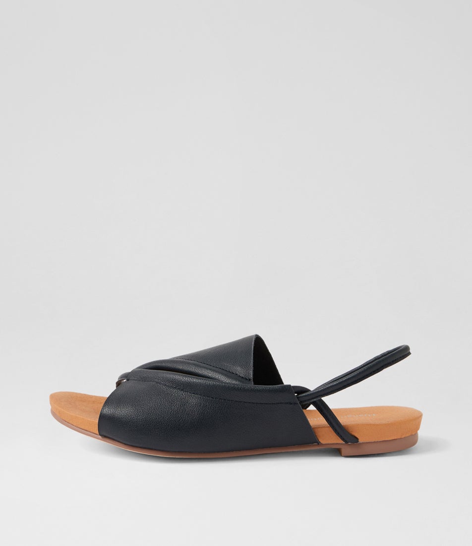 Justa Navy Leather Sandals