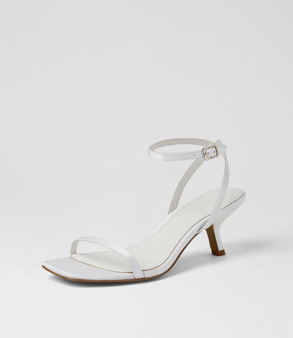 Hazeel White Satin Sandals