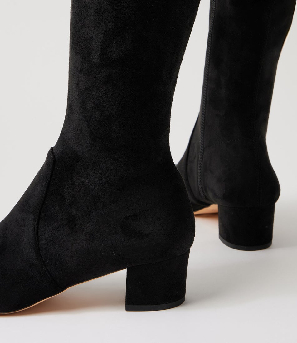 Aiden Black Microsuede Knee High Boots