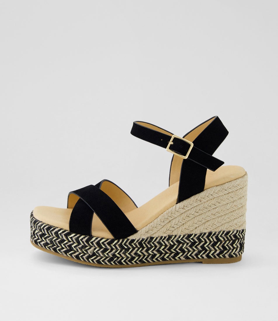 Fellie Black Multi Microsuede Sandals