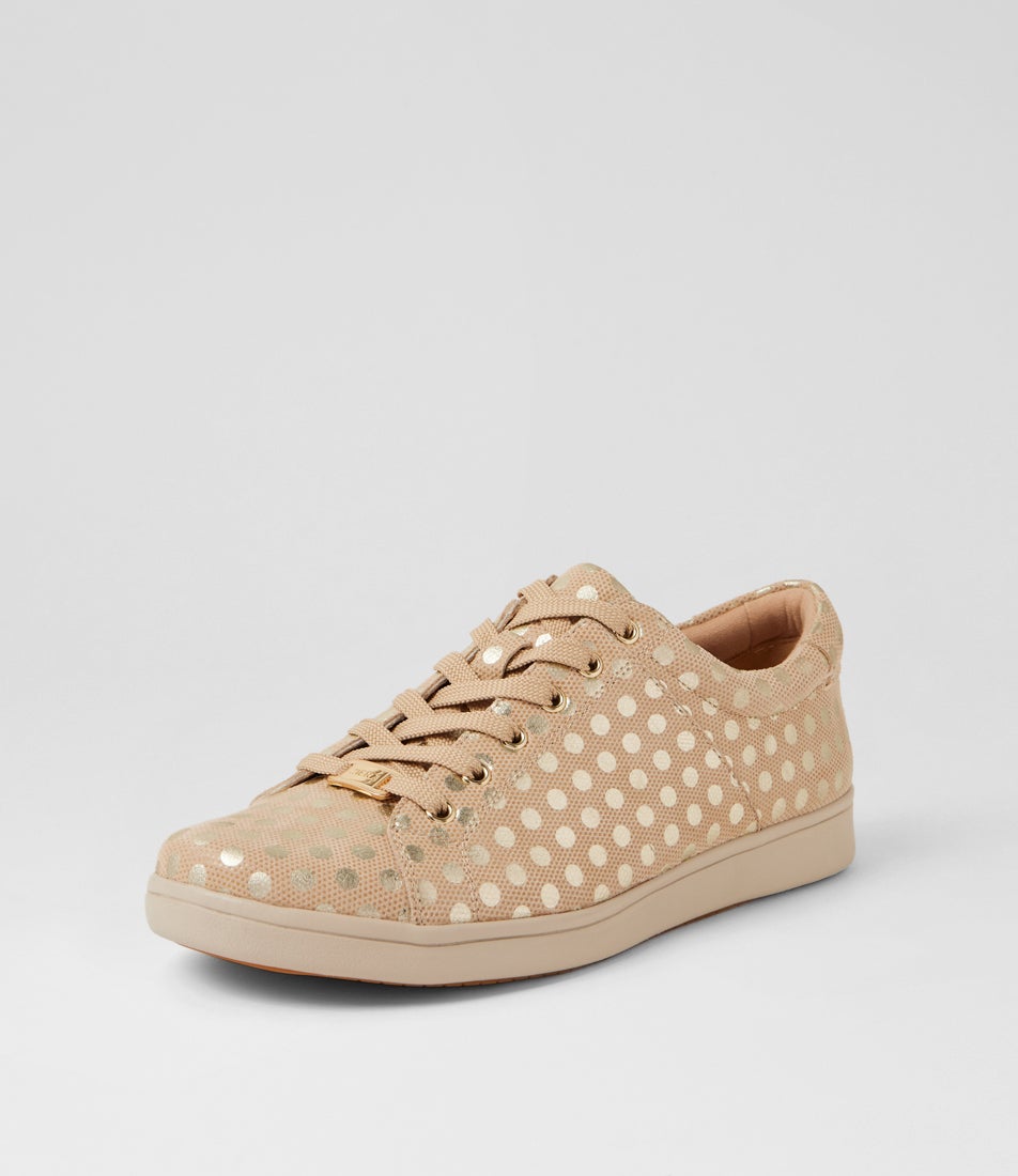 Delilah Xf Beige Polkadots Leather Sneakers