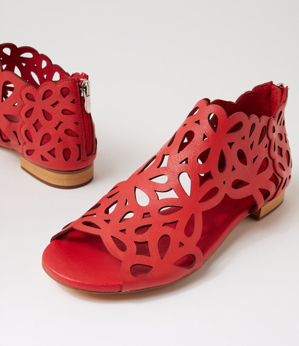 Pietro Red Leather Sandals