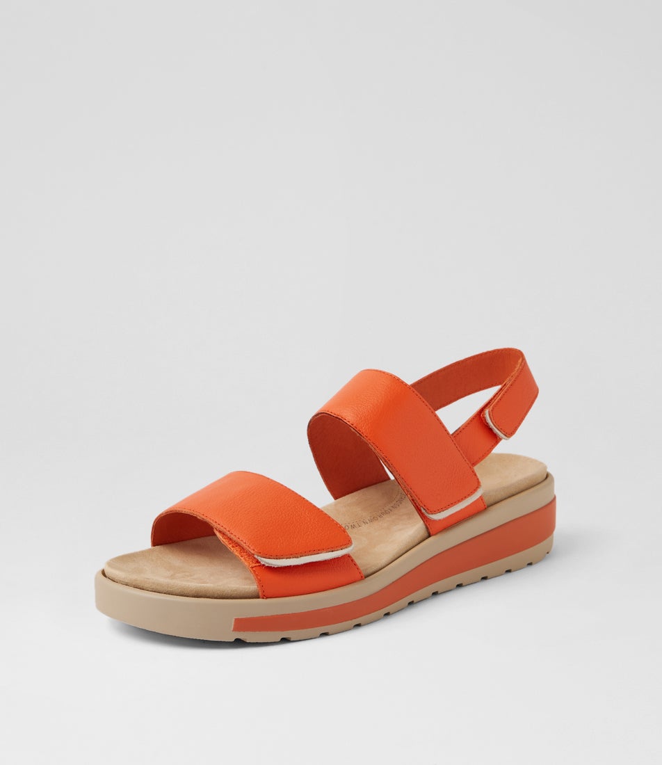 Garlin W Orange Leather Sandals