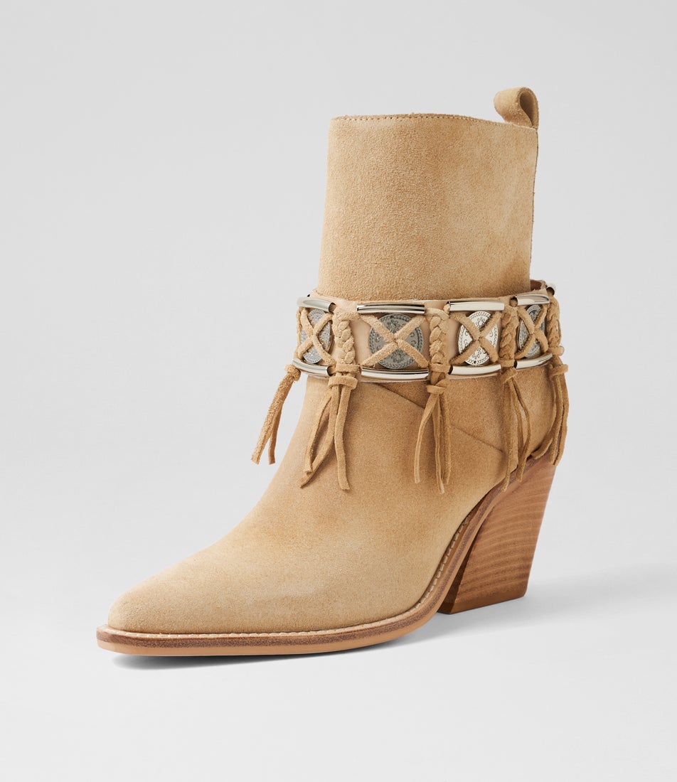 New Kole Oatmilk Suede Leather Western Boots