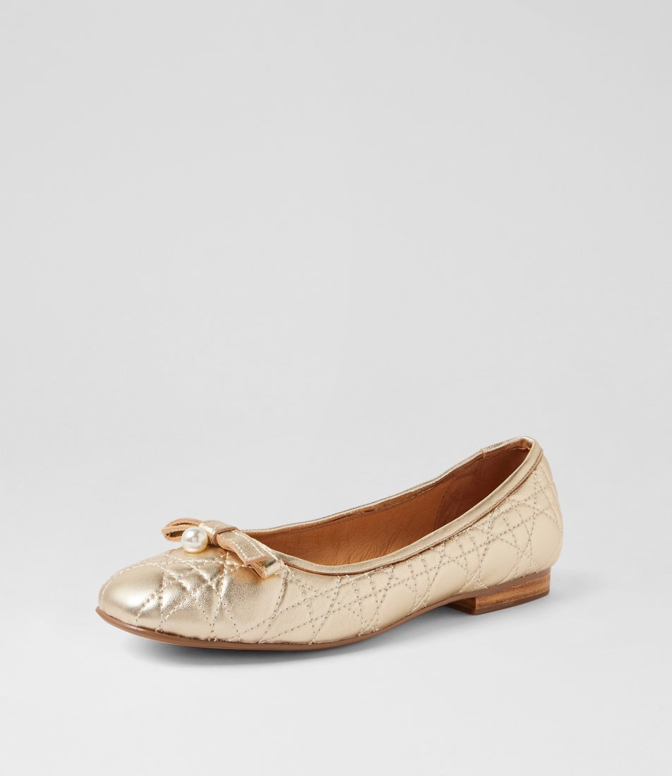 Mysta Pale Gold Leather Ballet Flats Mysta Pale Gold Leather Ballet Flats