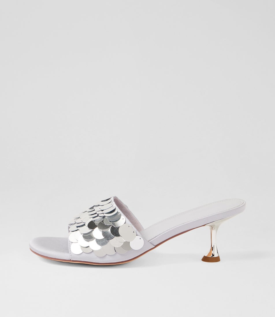 Ampale Silver Sequin Slides