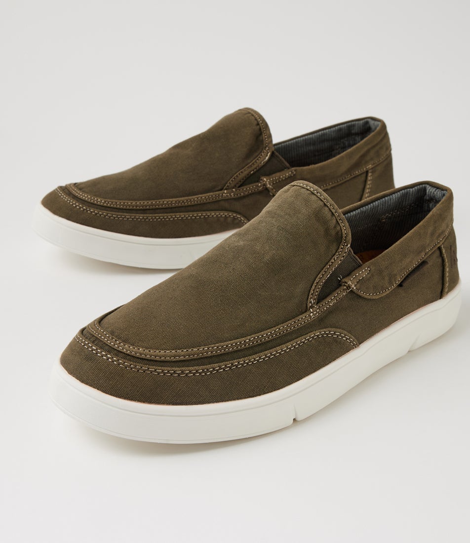 Alfieri Grey Taupe Canvas Slip On Sneakers