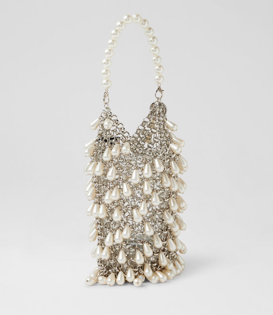 Jaden Pearl Silver Clutch