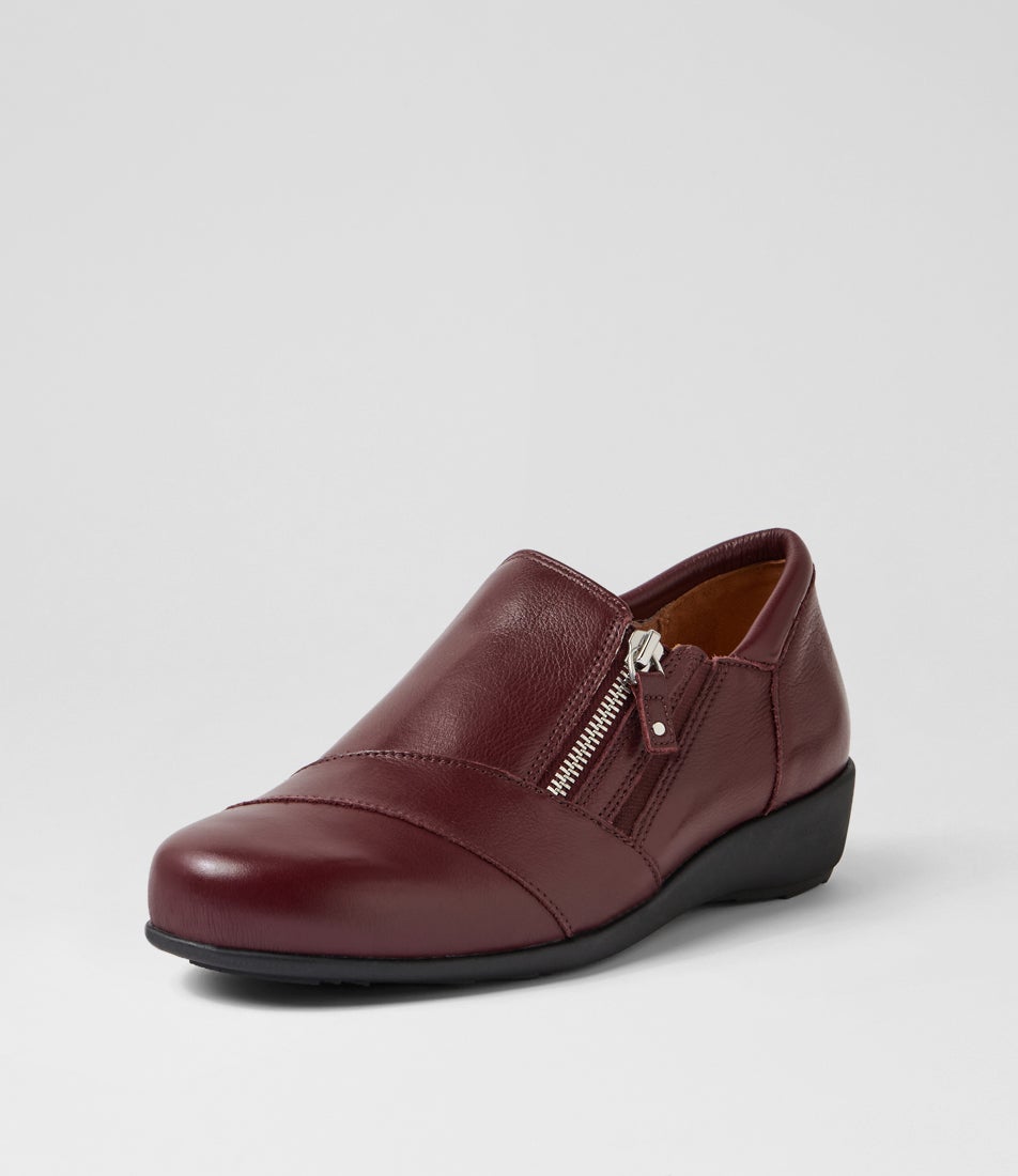 Sage Xf Burgundy Leather Flat Shoes