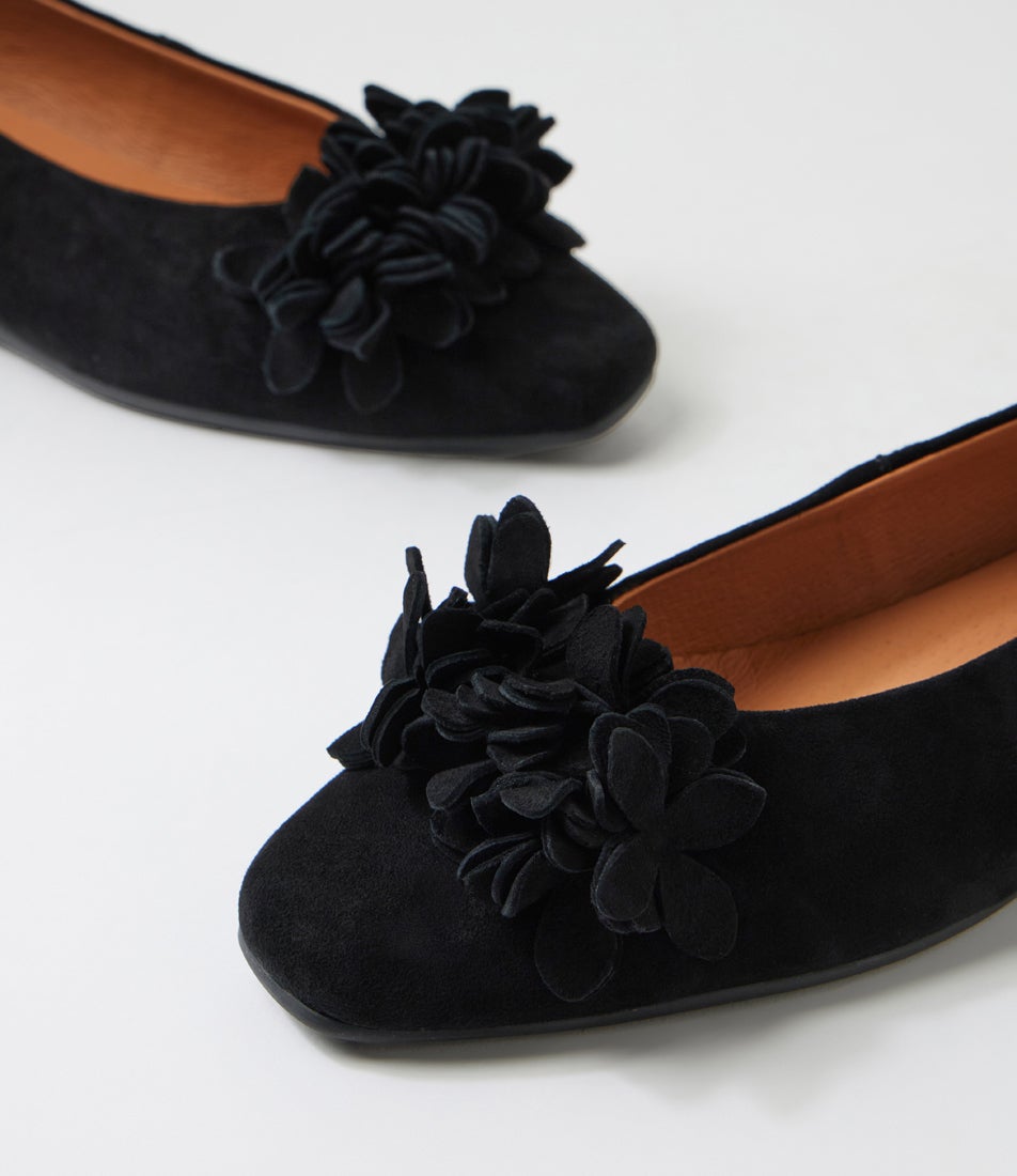 Khloes Black Suede Flat Shoes