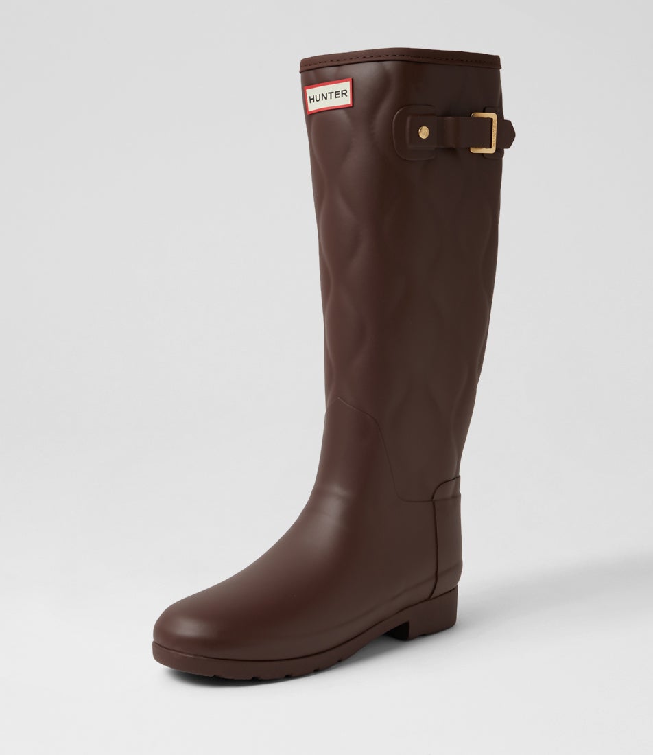 Refined Tall Onion Quilt Brown Bolt Rubber Gumboots