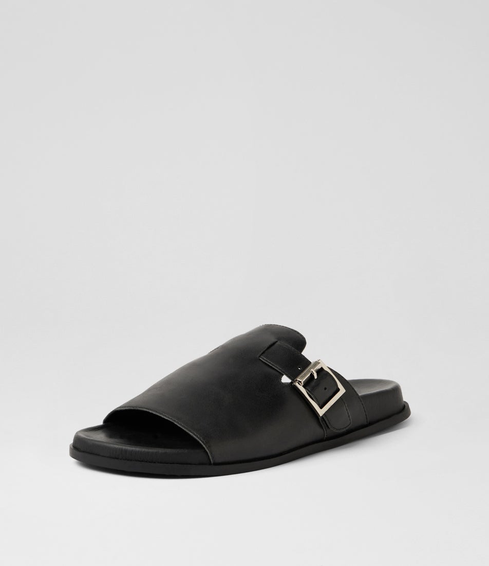 Tryna Black Leather Sandals