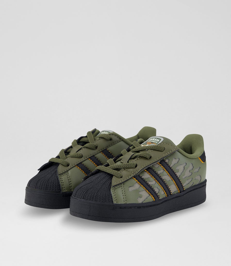 Superstar Led Toddler Silver Olive Strata Black Suede Sneakers