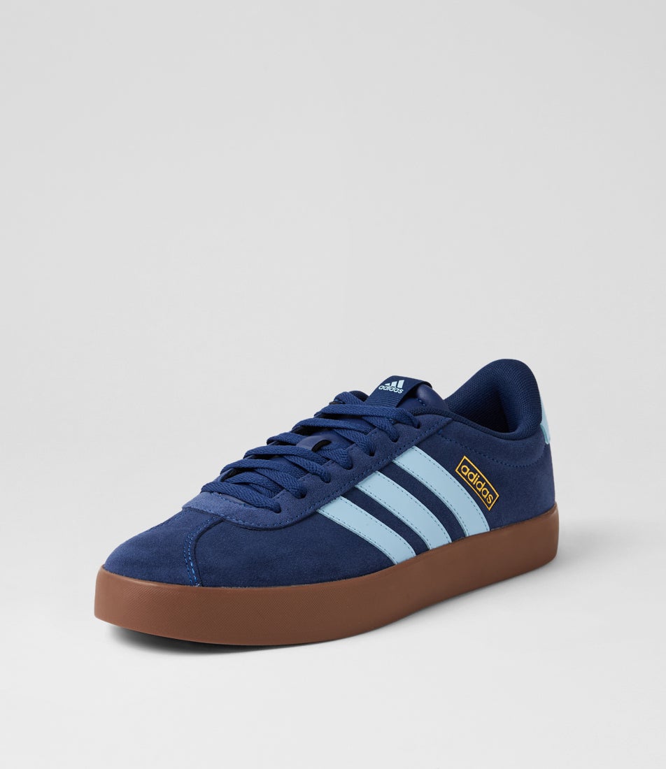 Vl Court 3 M Dark Blue Clear Sky Gold Fabric Sneakers