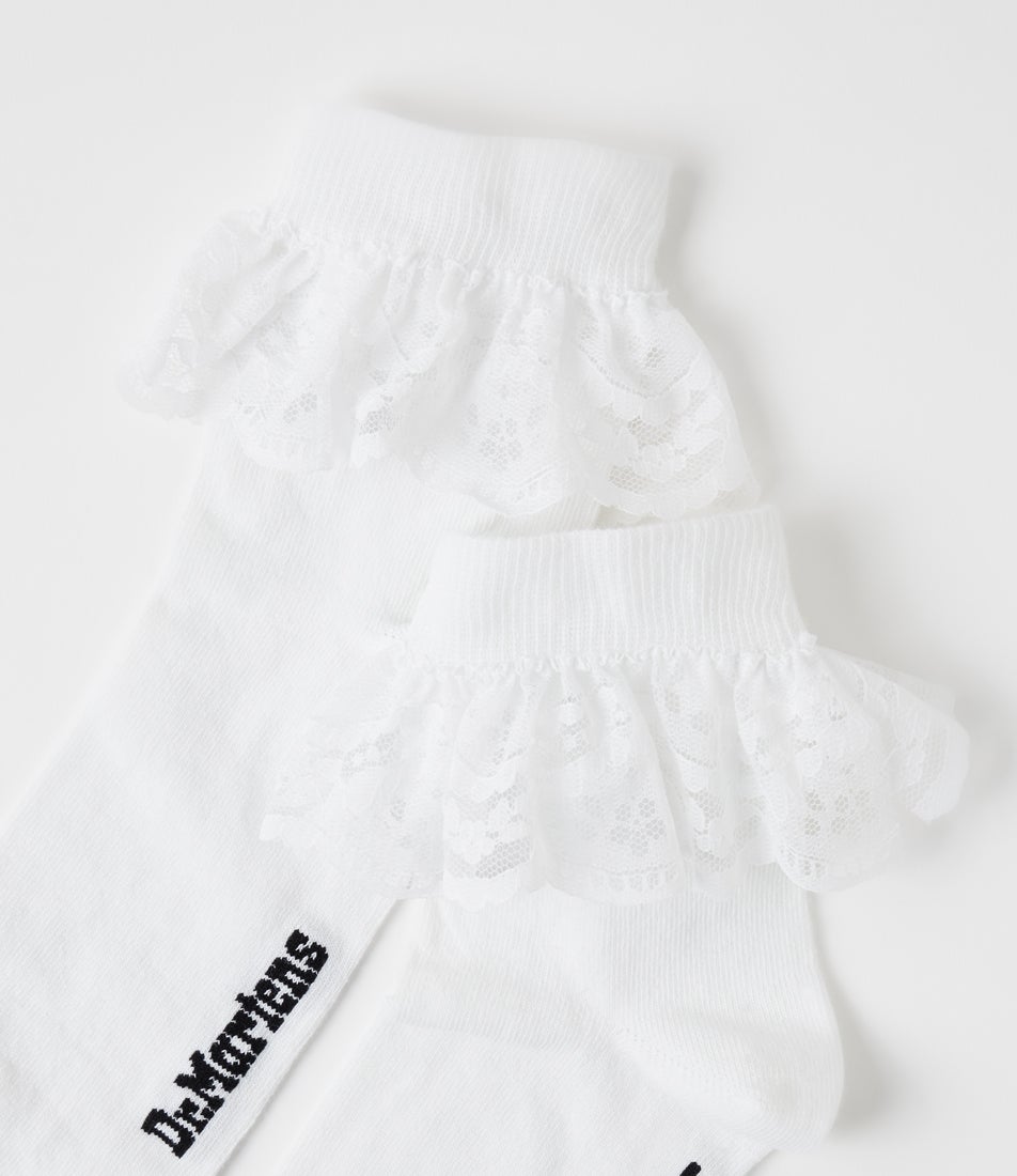 Frill White Fabric Sock