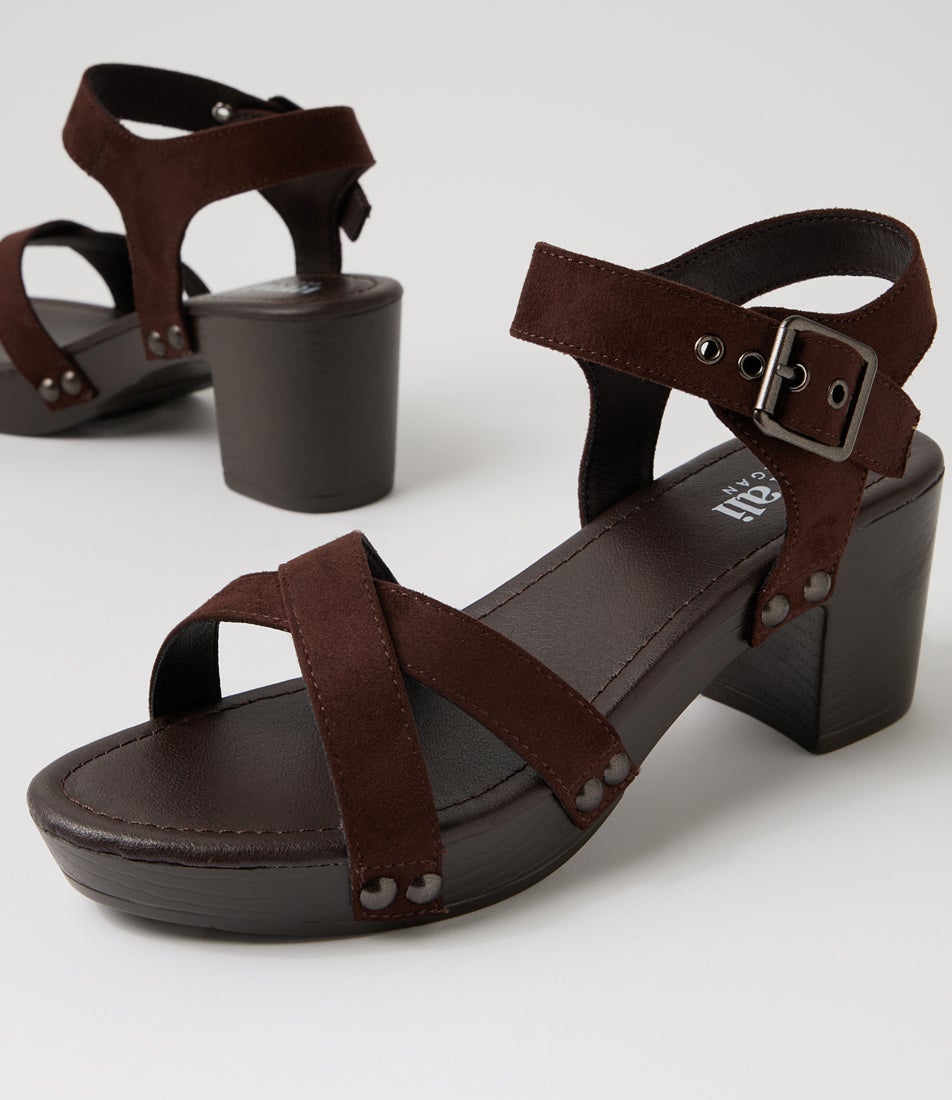 Lulu Chocolate Brown Microsuede Sandals