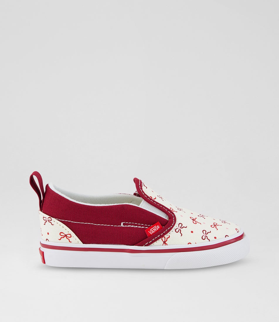 Slip On V Toddler Bow Bordeaux Canvas Sneakers