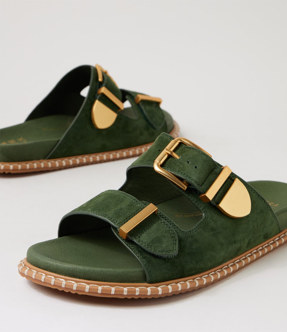 Iyami W Olive Suede Sandals
