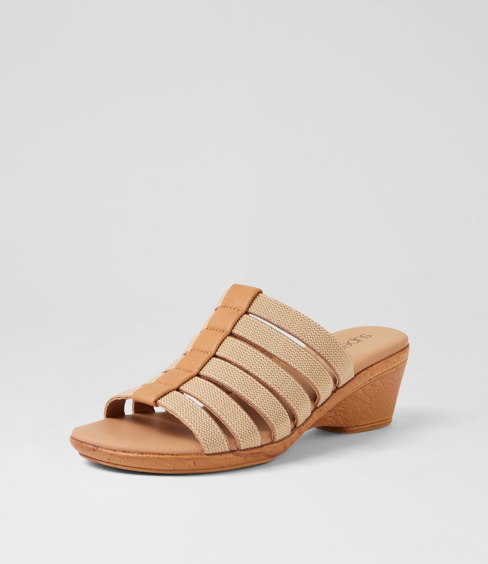 Victorias Natural Leather Elastic Sandals