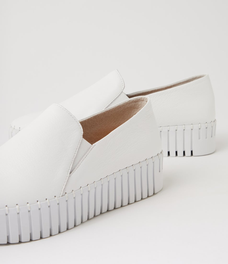 Byrona White Leather Flat Shoes
