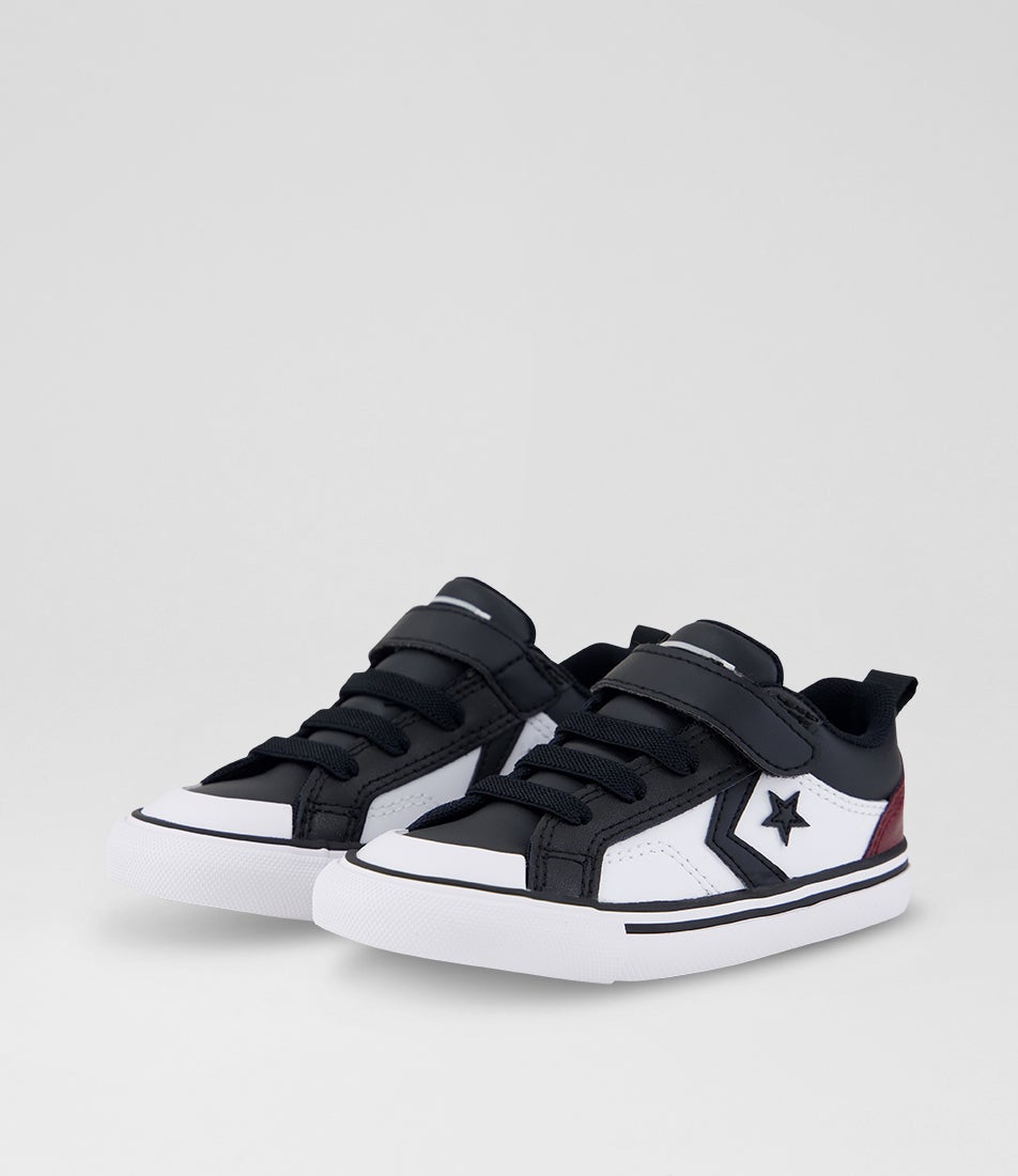 Pro Blaze Toddler White Black Deep Bordeaux Leather Sneakers