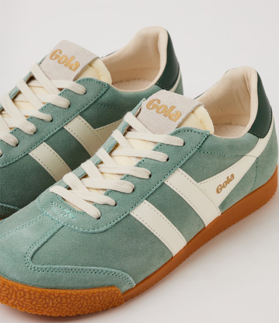 Elan W Green Mist Off White Evergreen Suede Sneakers