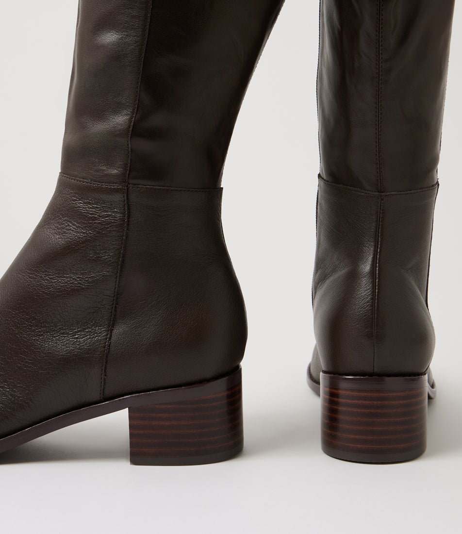 Ronel Choc Leather Knee High Boots