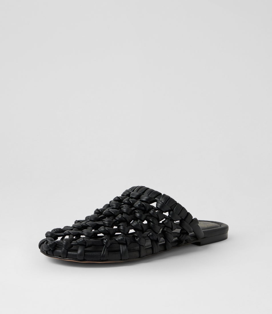 Ann Aya Slide Black Leather Slides