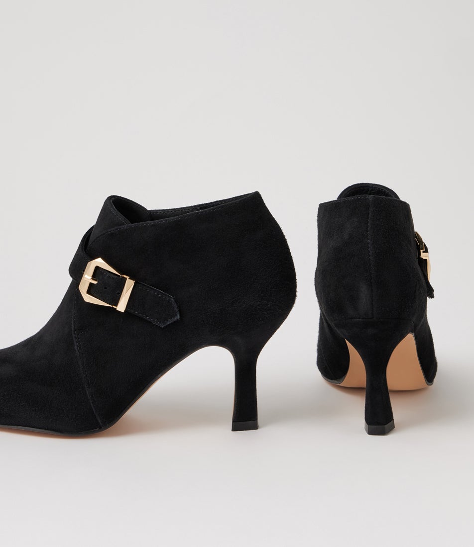 Linny Black Suede Ankle Boots