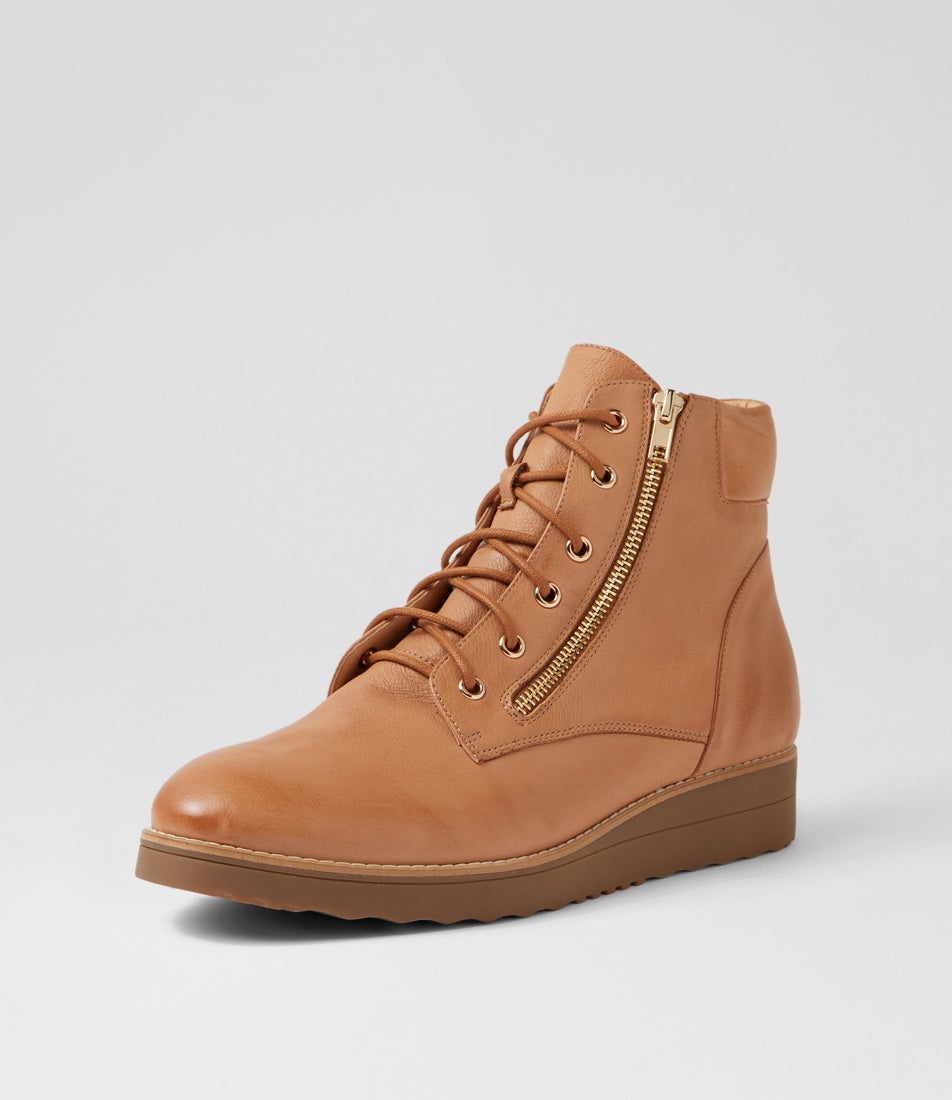 Ollege Dark Tan Light Choc Leather Ankle Boots