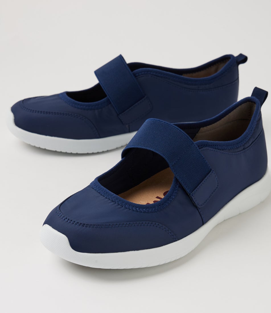 Fibons Xf Navy White Fabric Mary Janes