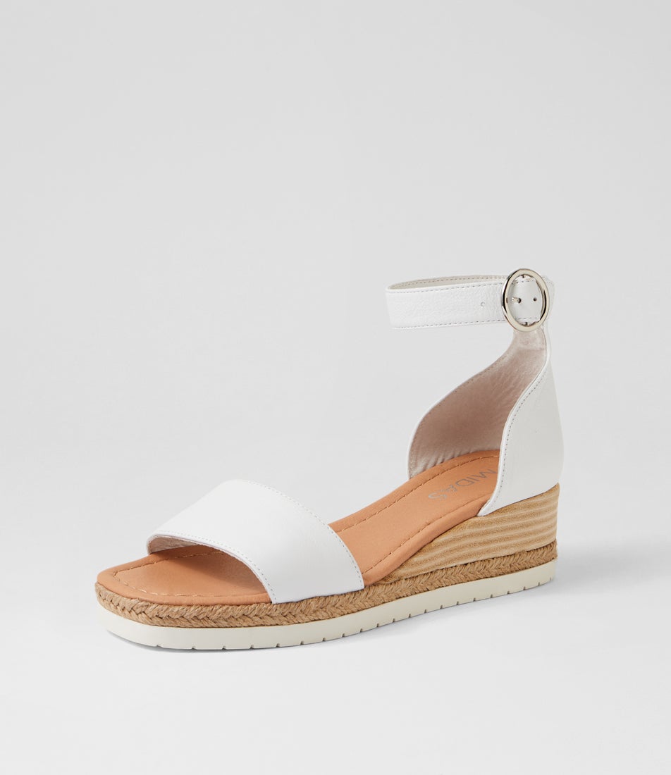 Iludra White Leather Wedges