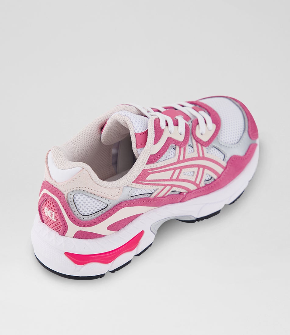 Gel Nyc Junior White Pink Cloud Suede Wedge Sneakers