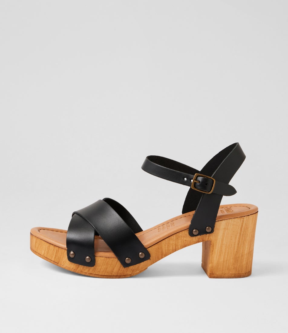 Byron Black Leather Clogs