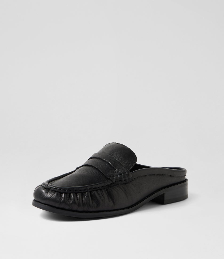 Hugo Mule Black Leather Mules