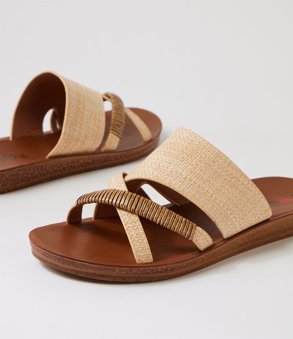 Kistune Natural Synthetic Raffia Slides