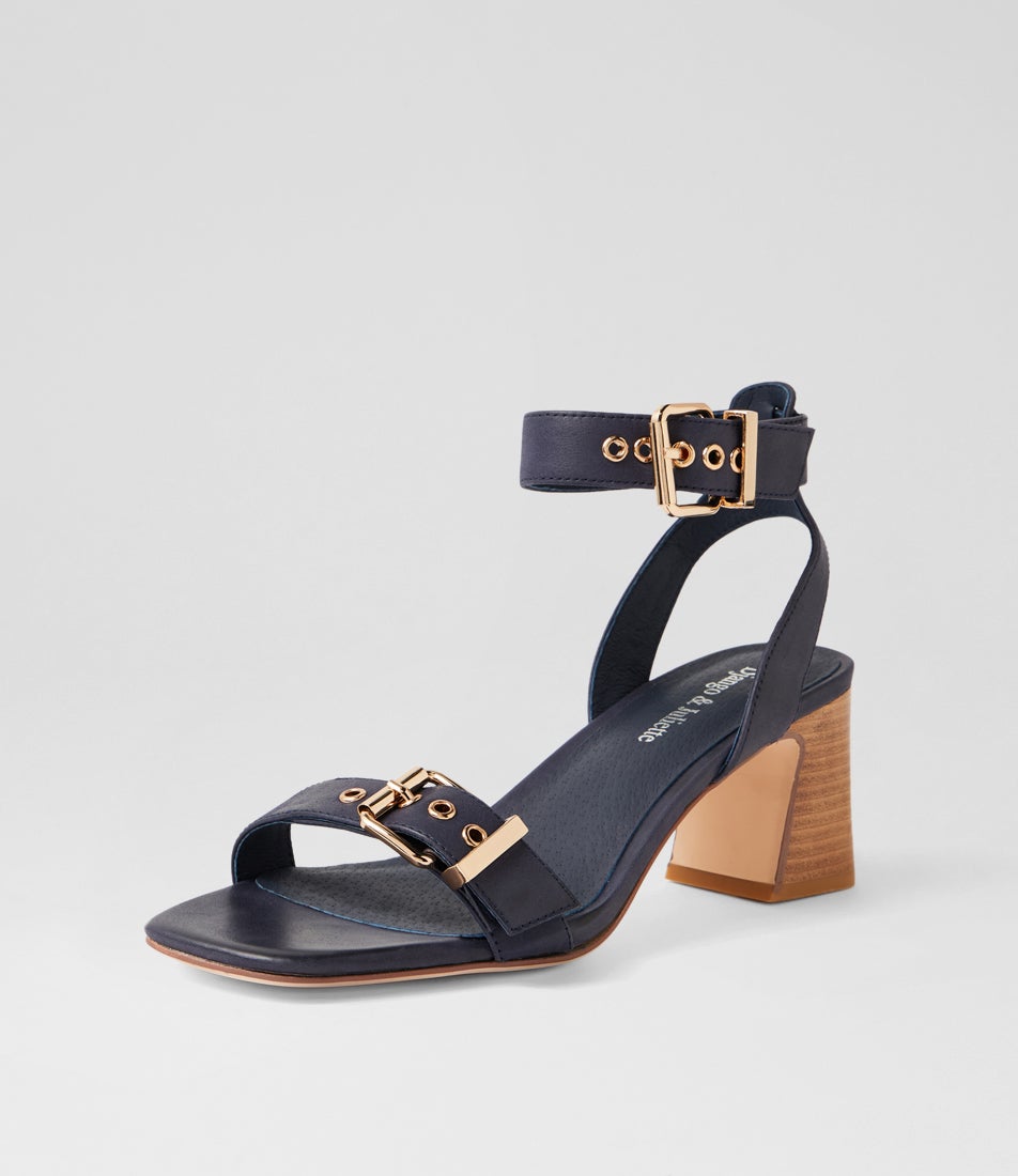 Jenn Navy Natural Leather Sandals