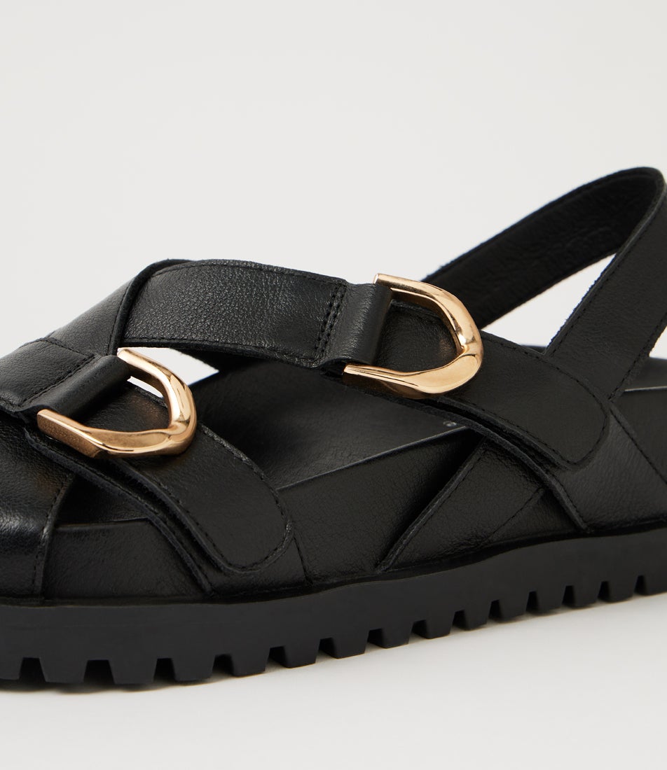 Urbanna Black Leather Sandals