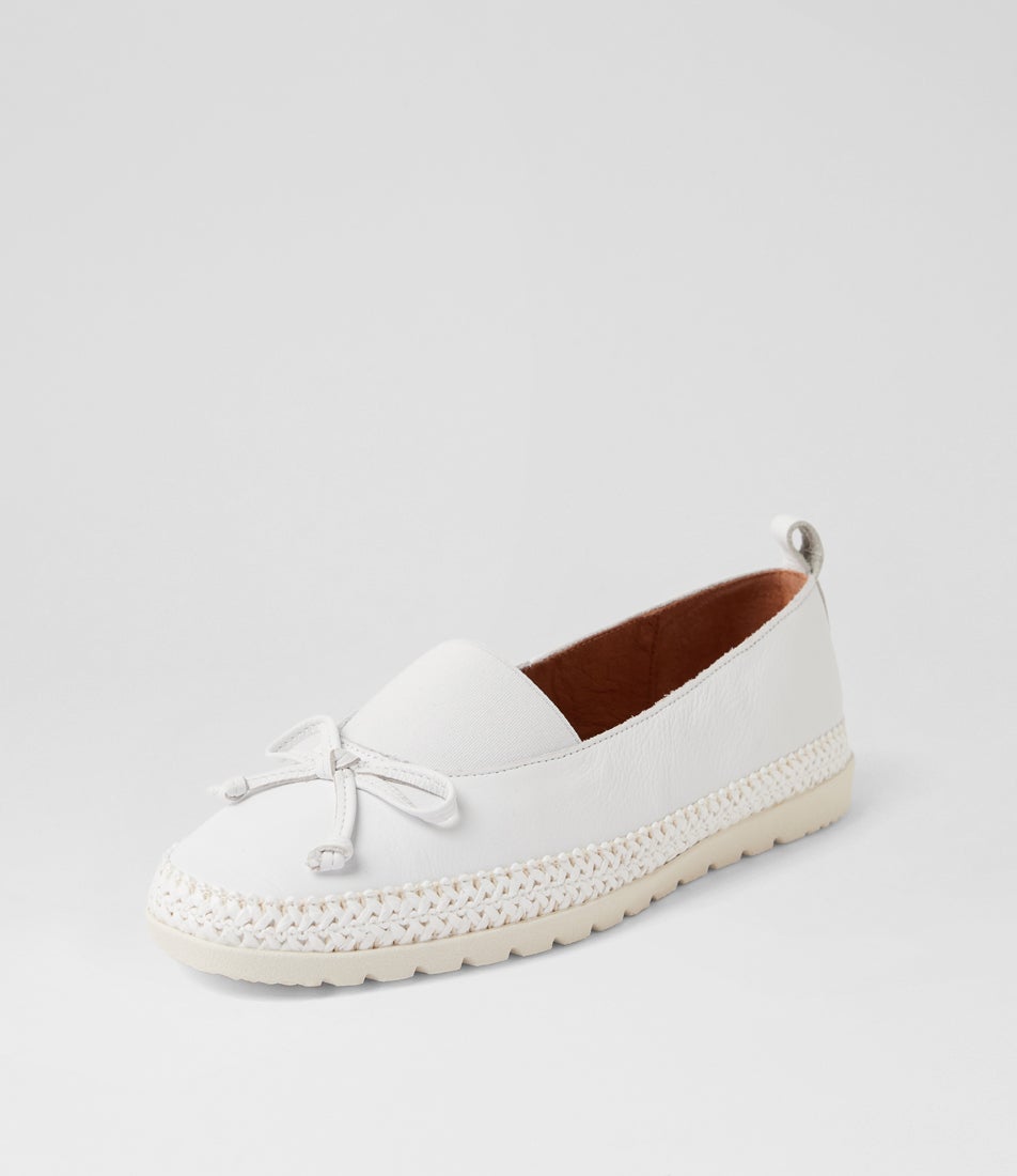 Aslynn White Leather Flat Shoes