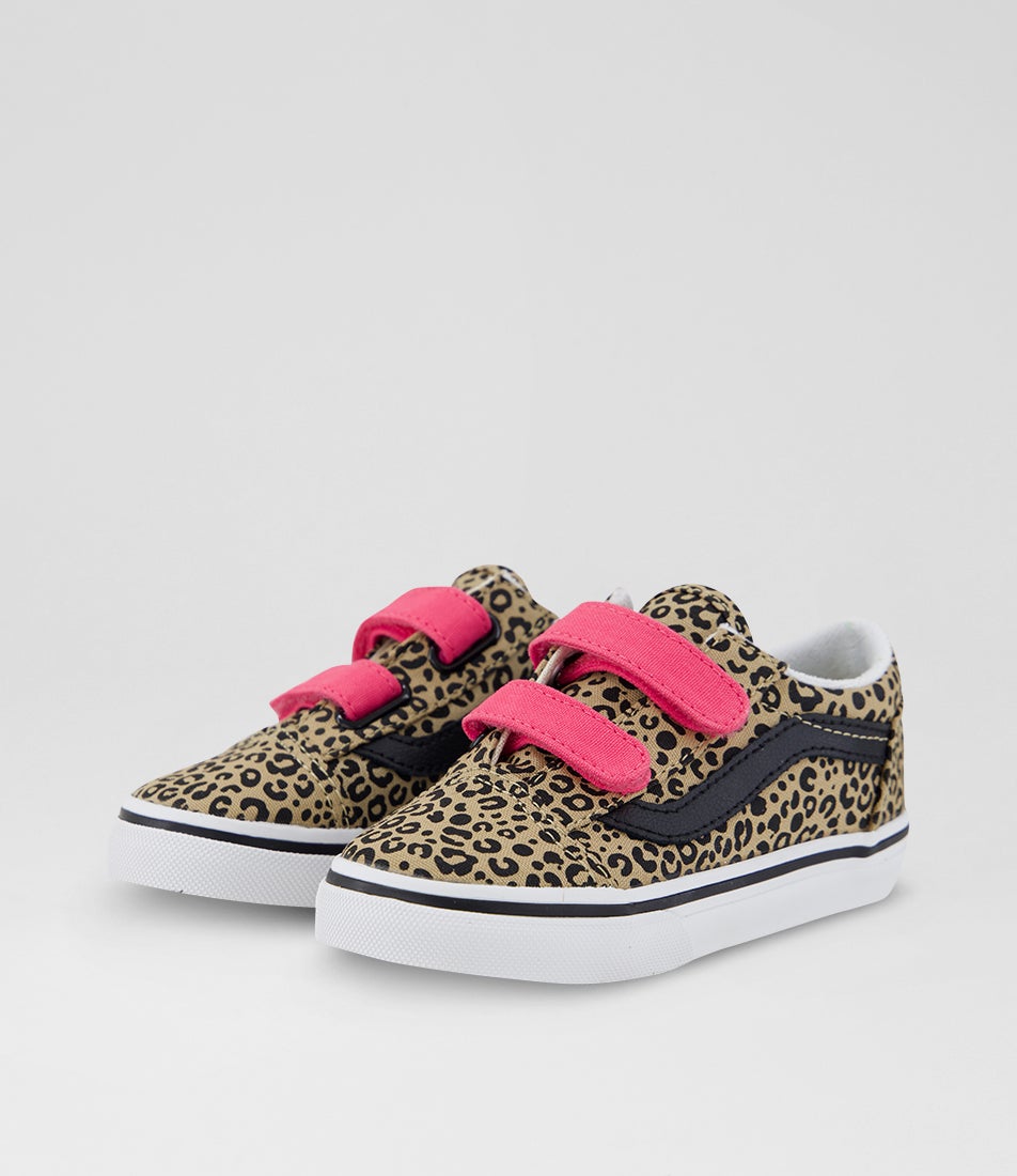 Old Skool Toddler Leopard Pop Pink Velvet Suede Sneakers