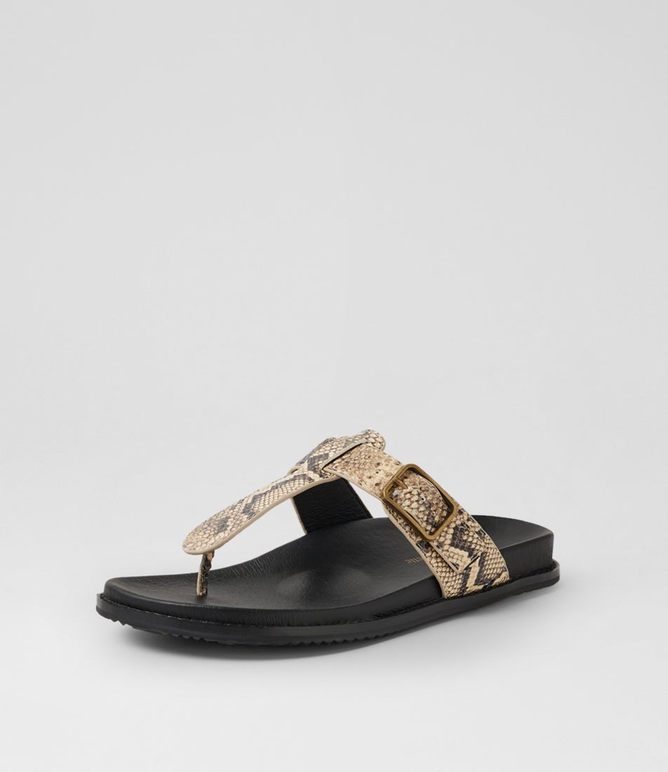 Ninx Black Ivory Snake Leather Sandals