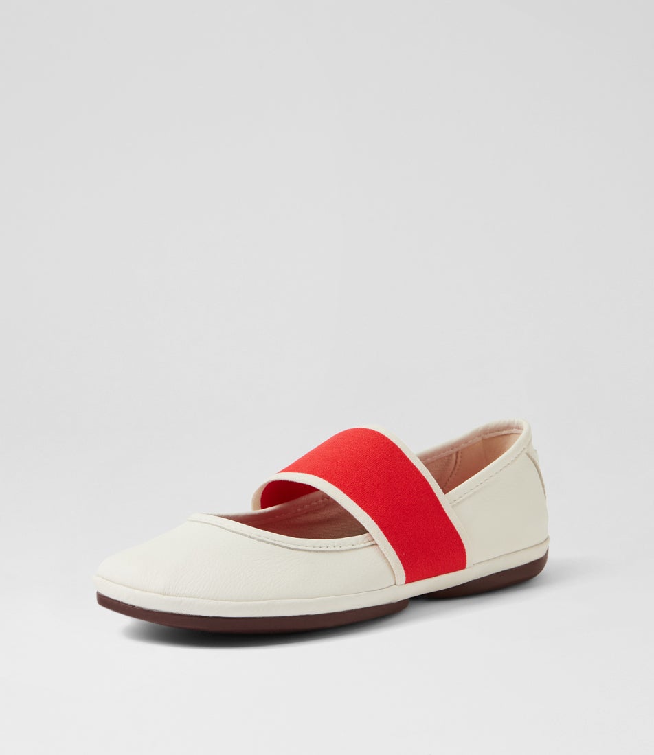 Right Nina White Red Leather Ballet Flats