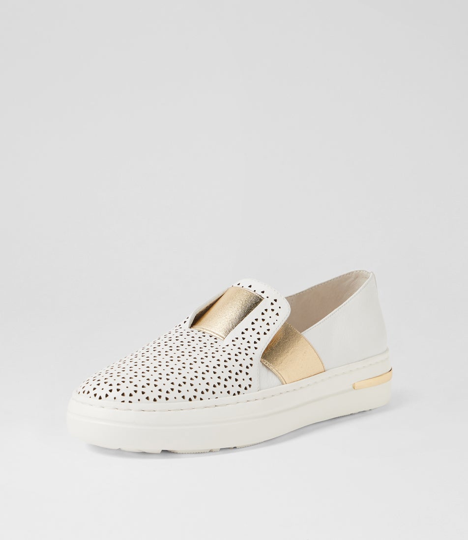 Wilida White Gold Leather Sneakers